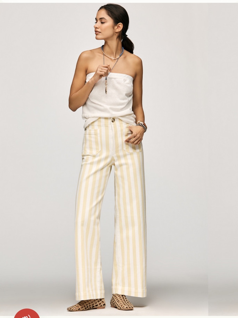 NWT The colette striped full-length Wide-Leg trousers by Maeve